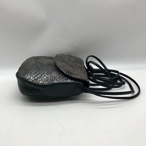 Bally Black Imitation Snake Leather Vintage Crossbody Bag - Picture 3 of 11